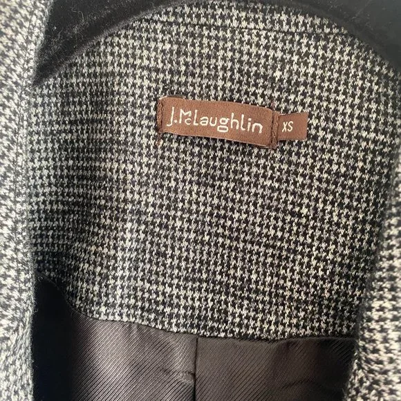 J Mclaughlin Womens Houndstooth Vest Blazer Wool Blend Size XS Sleeveless Long - Picture 3 of 11